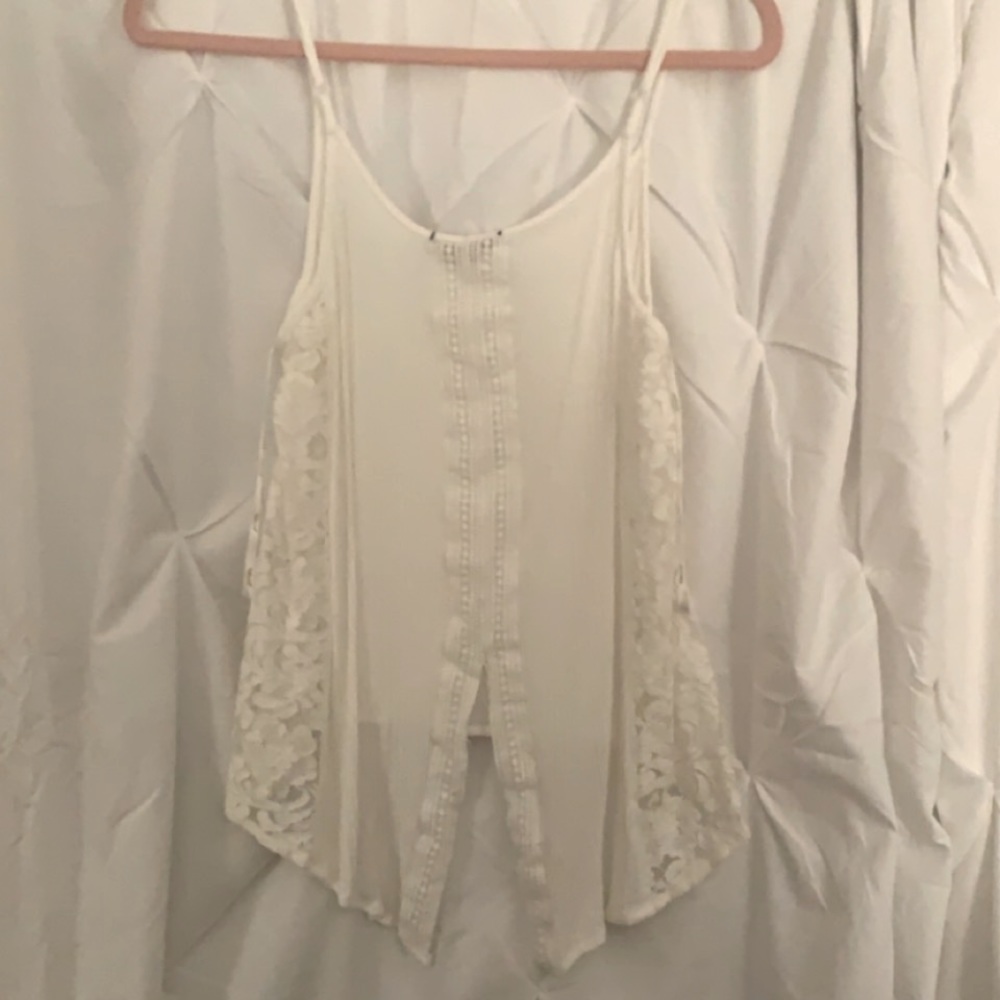 Lace, split-back tank top